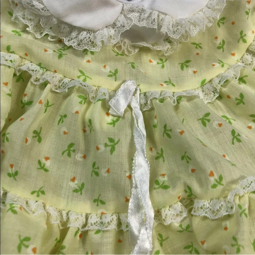 Vintage Yellow White Floral Ruffle Baby Dress